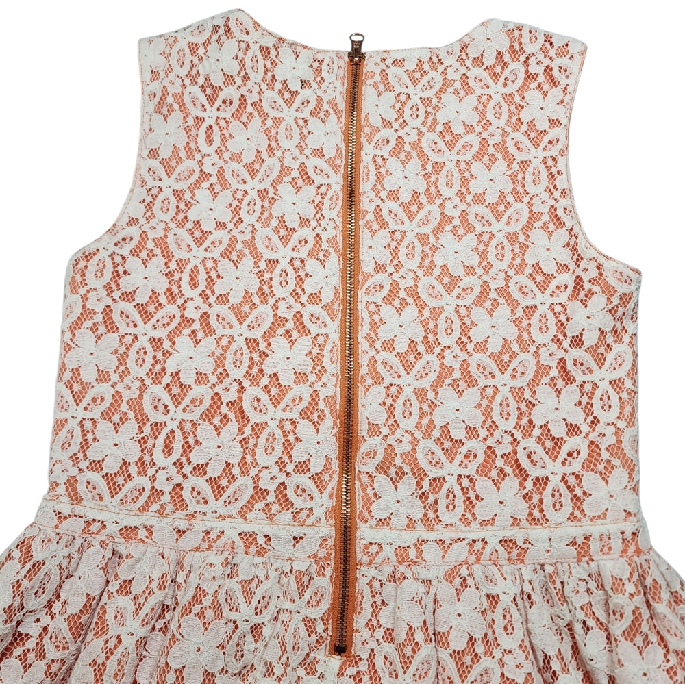 MINKPINK Peach Ivory Lace Cutout Mini Dress Fit Flare Size Medium NWT - Picture 6 of 15